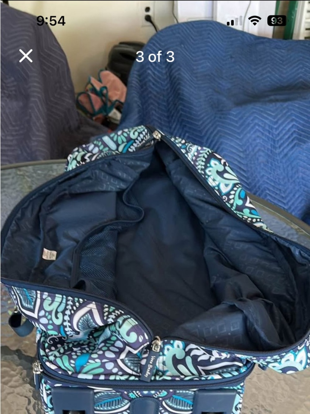 Vera Bradley Navy Teal Floral Travel Tote